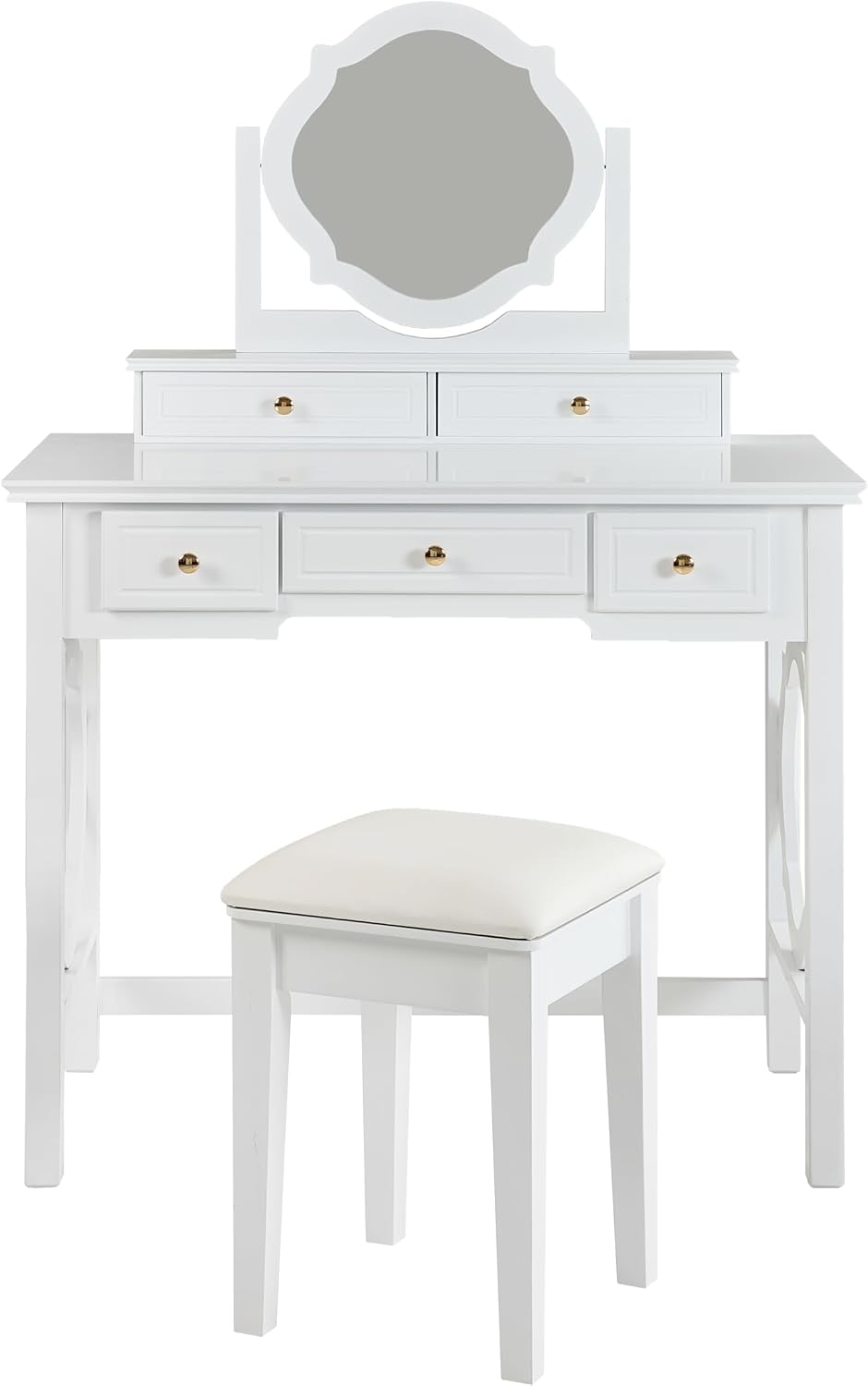 GOWE Vanity Table Set White Modern Contemporary Comfortable Upholstered for Living R...