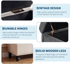 51" Extra Large Storage Ottoman Bench, Supports 660lbs End of Bed Storage Bench with Button-Tufted Upholstery and Safety Close Hinge, Upholstered Bench for Living Room, Bedroom, Entryway - Beige