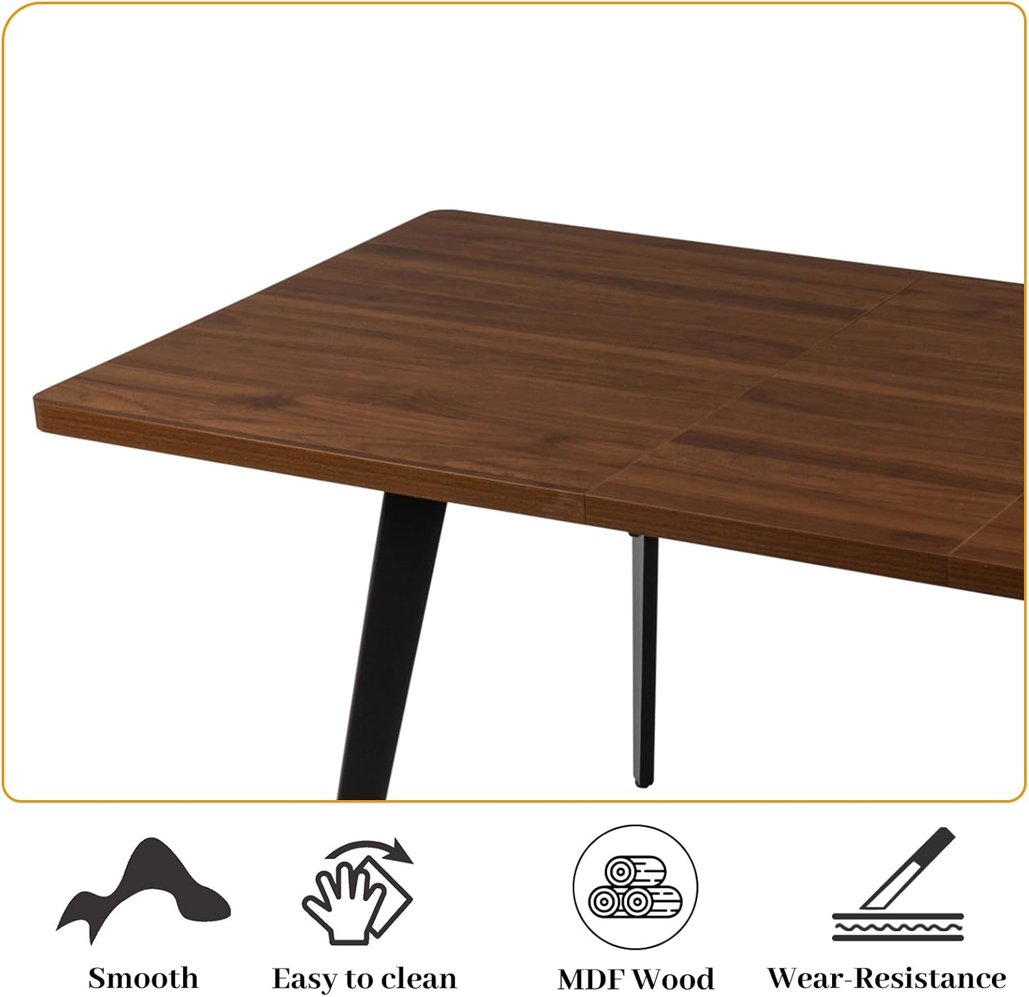 Zerifevni 70.87" Large Extendable Dining Kitchen Table with 6 Chairs | Compact Table with Removable Leaf, Modern MDF Wood Grain Table for Small Space Apartment, Easy Assembly
