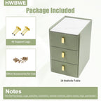Narrow Nightstand with Drawers, Narrow Side Table Leather, Three-Layer Drawer Night Stand Small Bedside Tables for Living Room, Bedroom & Office (Green)