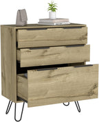 Hairpin Leg Storage, Three Drawer, Premium Panel - Light Oak,for Small Spaces