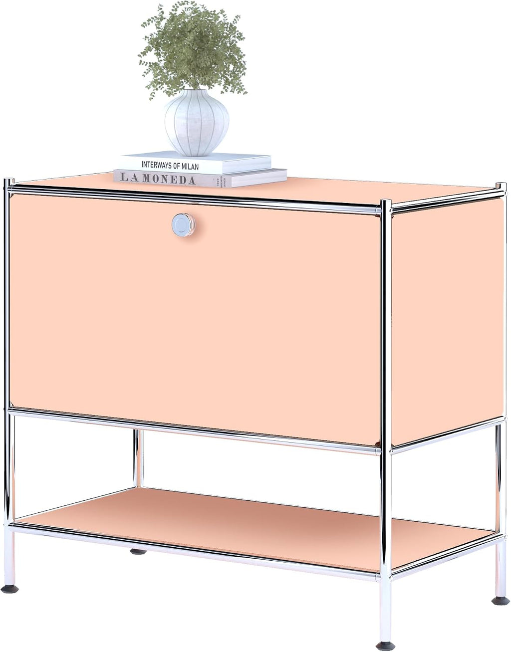 Metal Nightstand, Mid-Century Modern Bookshelf, Flap Door 27.5 | Sleek Modern Design,Space-Saving, Cube Storage Organizer, Bedside Table, Entryway Console for Home, Office, or Foyer