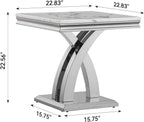 Marble End Table Modern Square Silver Living Room Table Sofa Side Table with Mirrored X-Shape Stainless Steel Base, Luxury White Faux Marble Small Bed Side Corner Table for Living Room Bedroom
