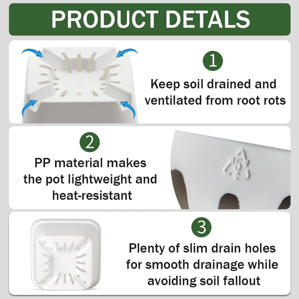 BTPLASTIK 80 Pcs Nursery Pots 4 Inch, Plastic Seed Starting Pot with Drainage Holes, Small Sturdy Seedling pots for Planting, Succulents, Transplanting, Cuttings (White)