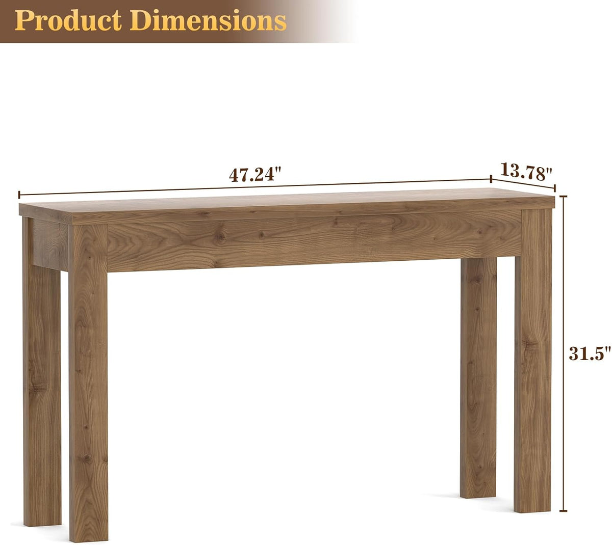 Armocity Console Table for Entryway, 47" Farmhouse Sofa Tables Narrow Long | Entry Way Table Behind Couch, Hallway Table for Entrance, Living Room, Foyer, Brown Oak