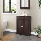 Yaheetech Set of 2 Bathroom Storage Cabinet with 1 Drawer, Freestanding Bathroom Cabinet with 2 Doors and 3-Level Adjustable Shelf, Modern Furniture for Laundry Room, Corridor, Espresso