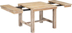 Merax 6-Piece Farmhouse Dining Table with Upholstered Chairs and Bench, Extendable Dining Table with Footrest and Two 11" Removable Leaf, Natural+Beige