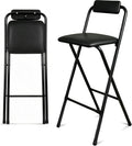 Folding Stool with Back,1Pcs Tall Foldable Stool 29.5 Inch | Portable High Chairs Bar Stools Adult Leather Padded Comfortable and Sturdy for Kitchen Counter Bar Table Island Shop