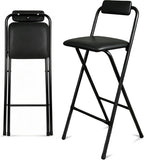 Folding Stool with Back,1Pcs Tall Foldable Stool 29.5 Inch | Portable High Chairs Bar Stools Adult Leather Padded Comfortable and Sturdy for Kitchen Counter Bar Table Island Shop