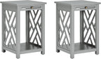 Alaterre Furniture Coventry 2-Pack Wood End Tables – Compact Side Tables with Pull-Out Tray, Bottom Shelf, and Open Square Side Panels – Easy Assembly Storage Tables for Living Room or Bedroom (Gray)