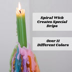 Candlestock Hippie Drippy Drip Candles - Pack of 6 Dripping Taper - Wine Bottle Melting Candles (Ivory)