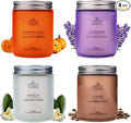 Candles for Women - 4 x 8oz Coloured Glass Jars 3" x4 Mixed Set of Classic Scents Pumpkin Spice, Coffee, Vanilla, Lavender 200 Hours Long Burn Time