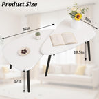 Nesting Triangle Coffee Table End Tables Set of 2 for Living Room Bedroom, Industrial Small Stacking Side Tables for Couch, White