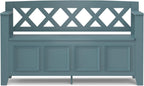 SIMPLIHOME Amherst Entryway Storage Bench - 48 inch Wide Solid Wood Hallway Seat in French Blue, Transitional Bench for Entryway or Living Room with Lift-Up Lid and Spacious Storage