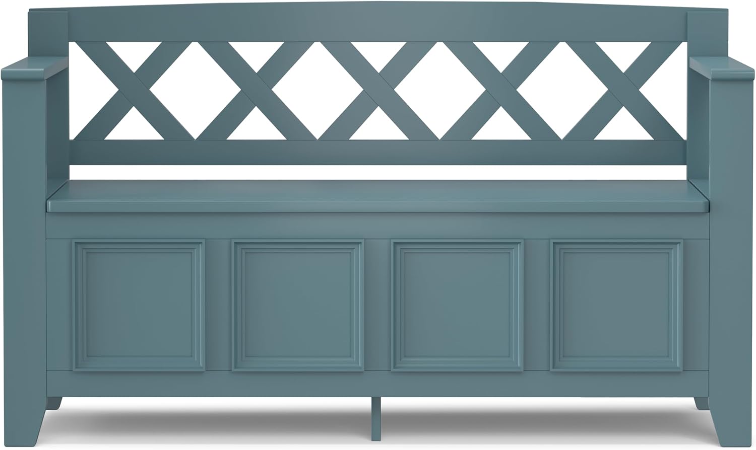 SIMPLIHOME Amherst Entryway Storage Bench - 48 inch Wide Solid Wood Hallway Seat in French Blue, Transitional Bench for Entryway or Living Room with Lift-Up Lid and Spacious Storage