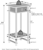 Furinno Turn-N-Tube Tall Nightstand with Bin, 2-Pack, Plastic Poles, French Oak/Black/Black | Tall Narrow, Open Shelf Design Nightstand with Storage Bin, Bedside Table, End Table, Side Table, for Bedroom, Closet, Dorm