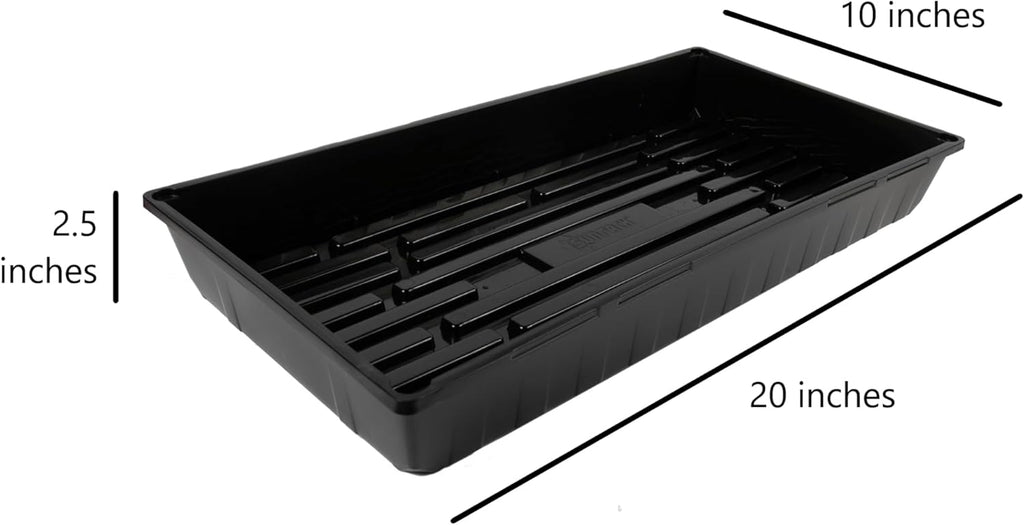 SUNPACK 10" x 20" Mega Plastic Seed Starting Tray, Black, 2.5" (Pack of 10) - No Drainage Holes, Ideal for Greenhouses or Indoor Gardening - Made of Thick, Strong Plastic