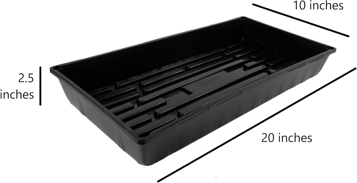 SUNPACK 10" x 20" Mega Plastic Seed Starting Tray, Black, 2.5" (Pack of 10) - No Drainage Holes, Ideal for Greenhouses or Indoor Gardening - Made of Thick, Strong Plastic