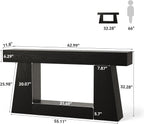LITTLE TREE 63" Farmhouse Console Table with Storage, Rustic Sofa Table for Entryway, Narrow Long Sofa Table Behind Couch, Console Table for Living Room, Hallway—Versatile Storage Solution, Black