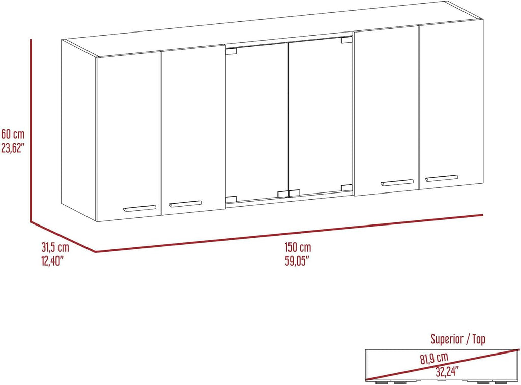 2 Piece Kitchen Set with Island Cart and Wall Cabinet | Includes pre-drilled holes for assembly