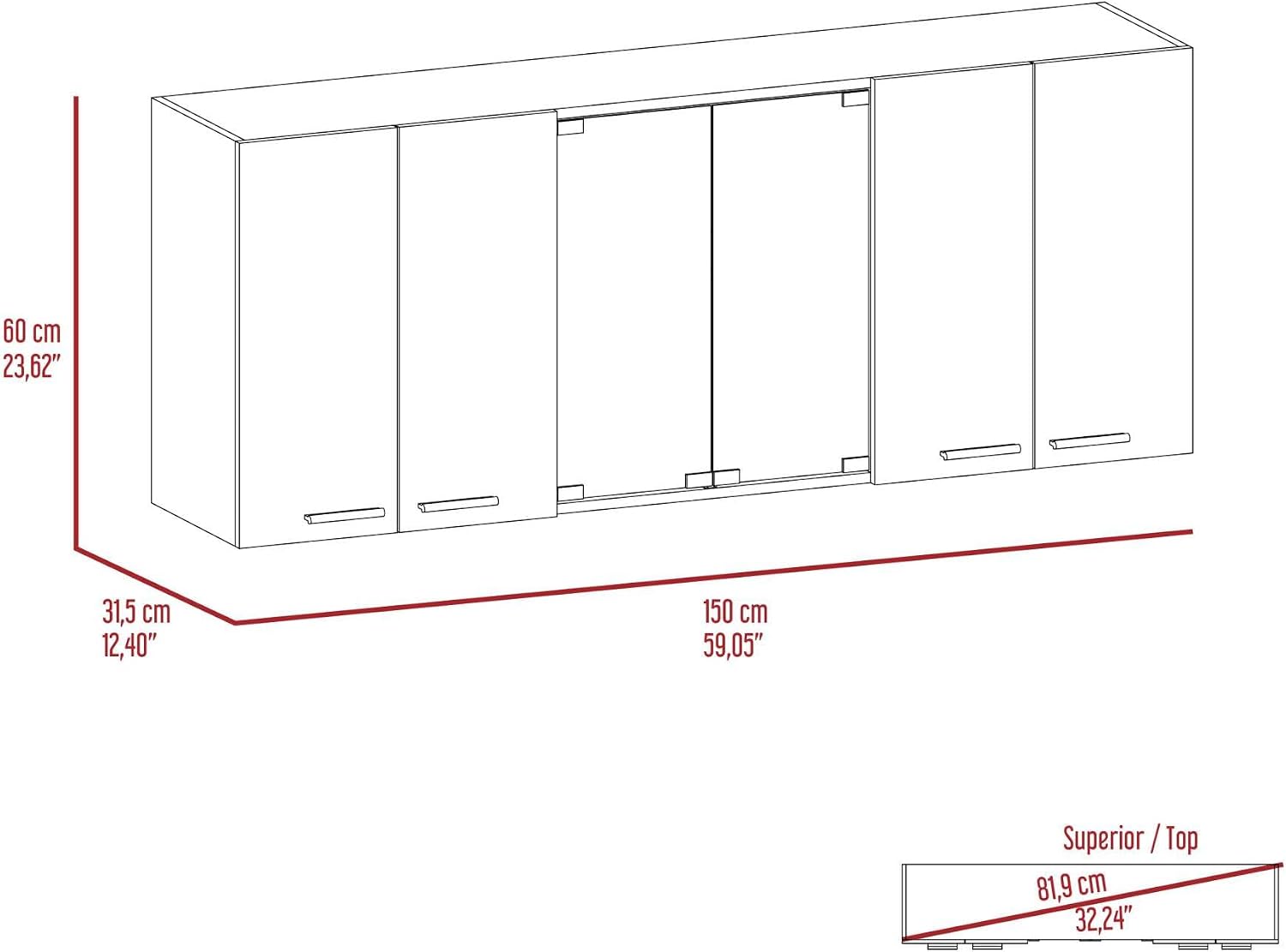 2 Piece Kitchen Set with Island Cart and Wall Cabinet | Includes pre-drilled holes for assembly