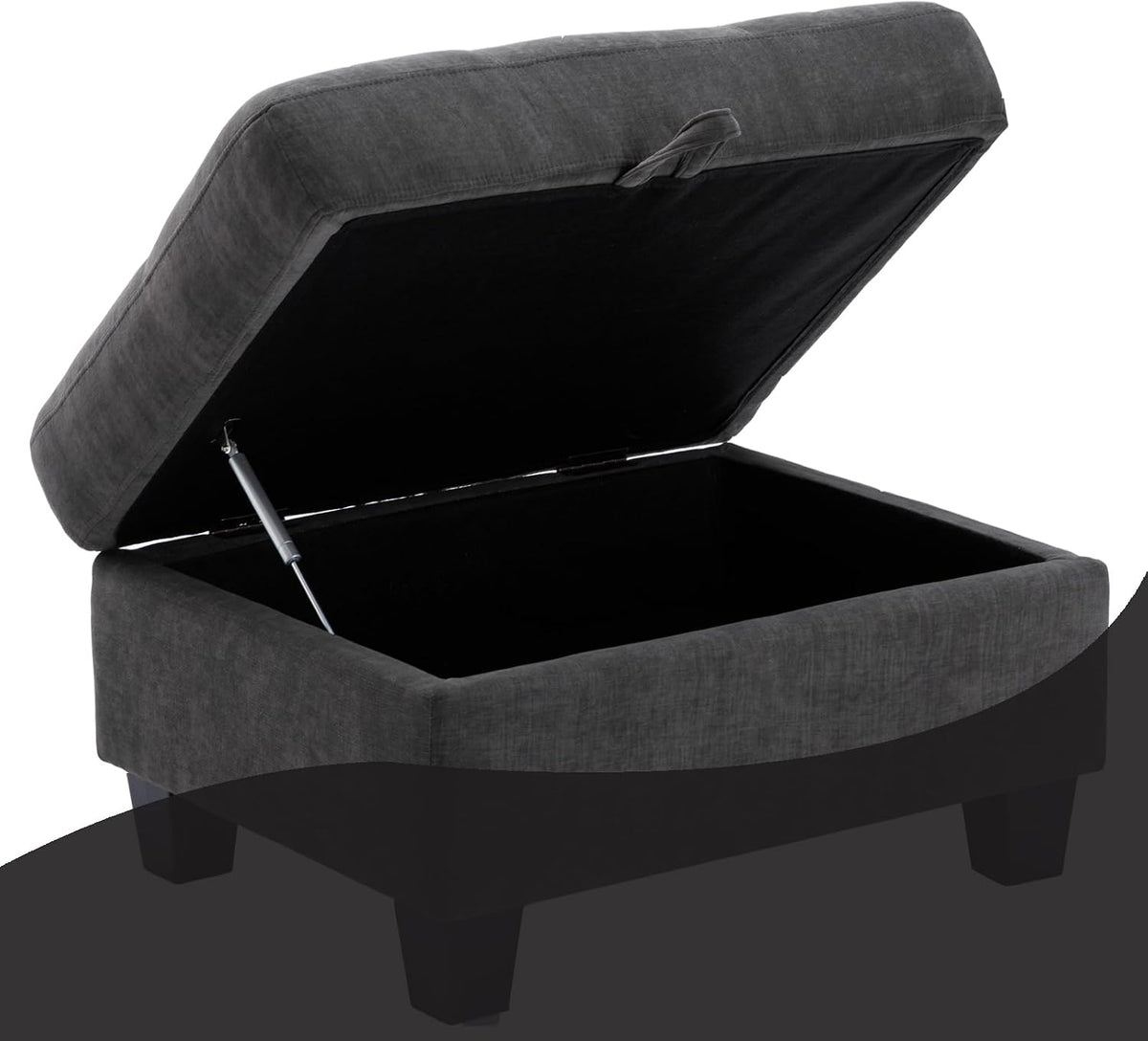 Couch Ottoman with Storage Dark Grey,Velvet Upholstered Large Square Ottoman Foot Rest as Chaise Lounge to Complete Sectionals Sofas