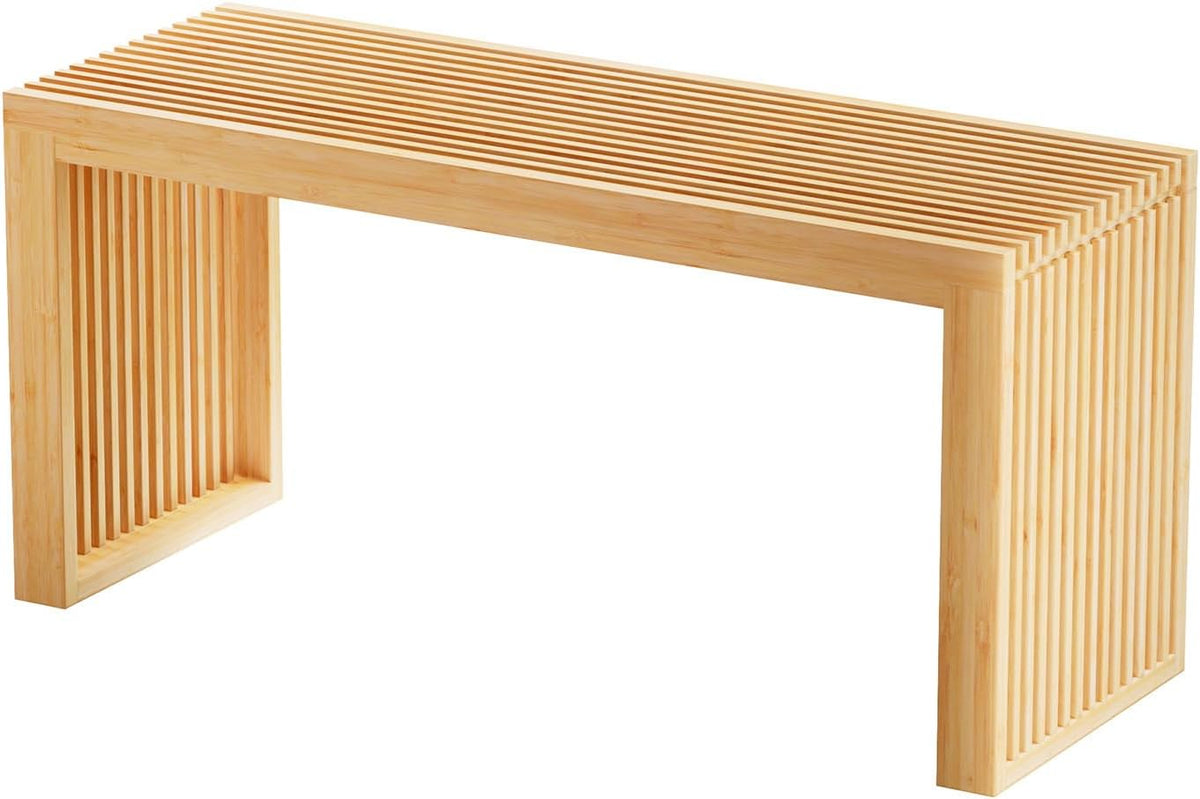 Bamboo Dining Bench, 35 inch Farmhouse Decor Indoor Kitchen Table Bench, Entryway Shoe Rack Bench, Outdoor Bench, Solid Bamboo Benches for Living Room, Hallway, Bedroom