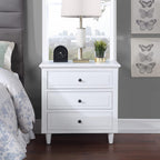 3-Drawer Nightstand for Bedroom, Storage Wood Cabinet, Simple Bedside Table, Living Room Sofa Side Table, Telephone Table, Easy-Pull Metal Glides, No Assembly Required, Long-Lasting, White