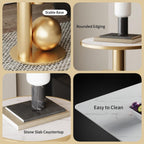 Side Table Round, Modern Accent End Table, Small Drink Table for Small Spaces, Gold