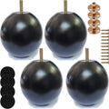 4 Inch Wood Furniture Legs Black Sofa Legs Replacement Wooden Bun Feet with Hanger Bolts and T Nuts for Sofa Couch Chair Table Desk Bed Cabinet Set of 4 (Black 4 Inch Ball)