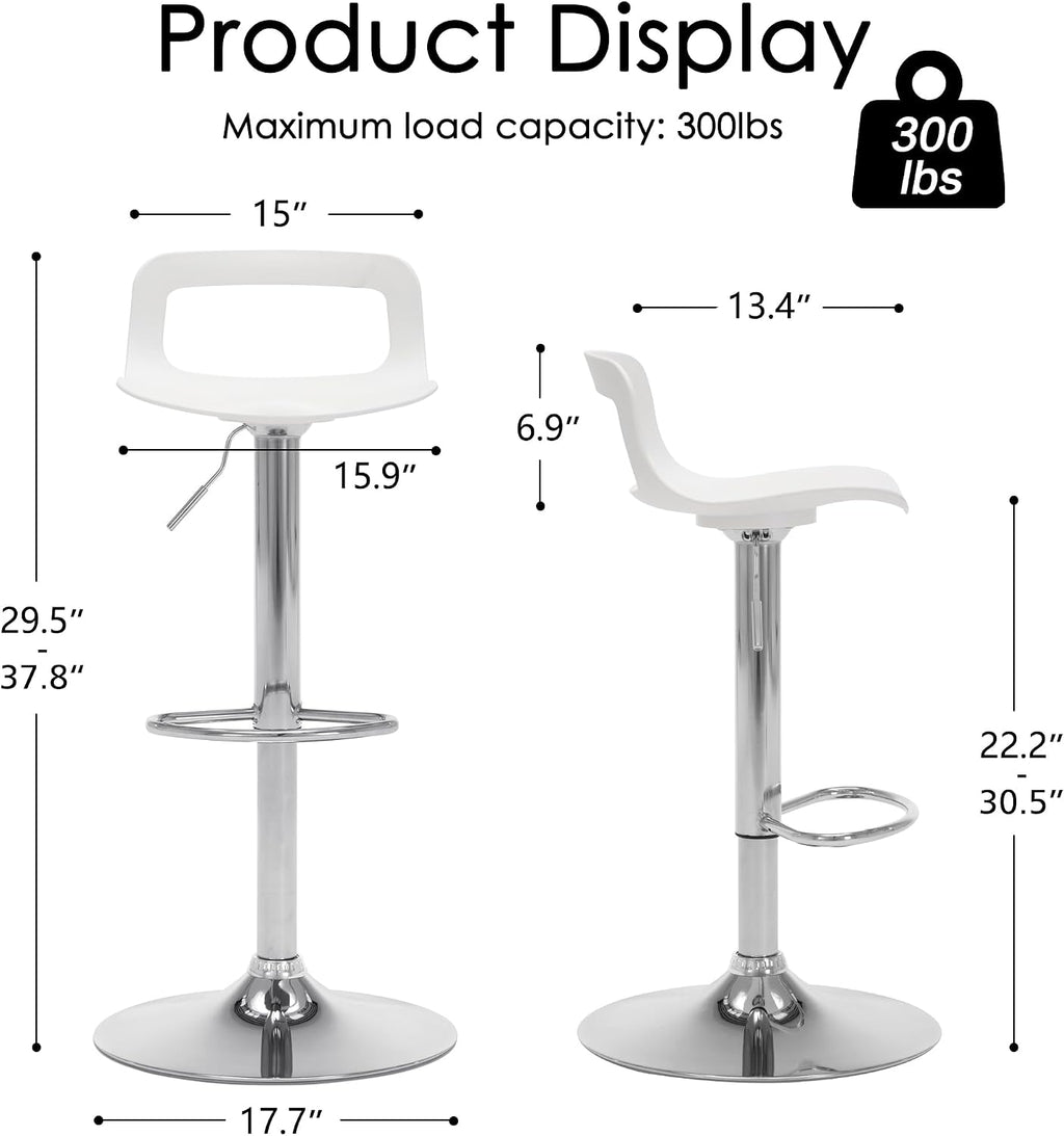 NOBPEINT NOB Contemporary Chrome Air Lift Adjustable Swivel Bar Stool (6 Pieces, White)