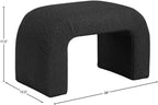 Meridian Furniture 169Black Niagara Collection Modern | Contemporary Boucle Fabric Upholstered Bench with Rich Black Boucle Fabric, Curved Contemporary Design, 28" W x 15.5" D x 17.5" H, Black
