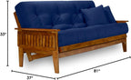 Nirvana Futons Eastridge Futon Set - Full Size, Frame, 8" Mattress, Twill Royal Blue Cover