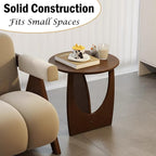 YUNMUAIR-Solid Wood Side Table Round End Table in Walnut Finish Wood Tabletop & Frame 19.68" Tall Farmhouse Side Tables Nightstand for Living Room,Bedroom,Brown