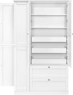 RUNNA 73.6" Tall Farmhouse Kitchen Pantry,Freestanding Large Capacity Storage Organizer with Customizable Shelves & Anti-Tip Safety - Perfect for Living Room & Home (White1)
