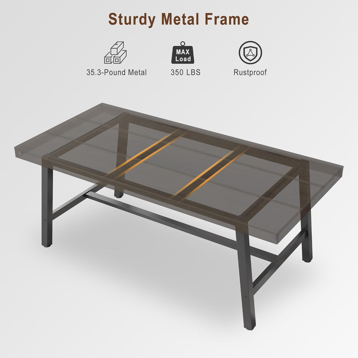 IDEALHOUSE Industrial Dining Table for 6-8 People, 70.87" Large Wooden Kitchen Table with Sturdy Metal Frame, Long Rectangular Dining Table Seats 6 for Dinner, Dining Room, Kitchen - Black