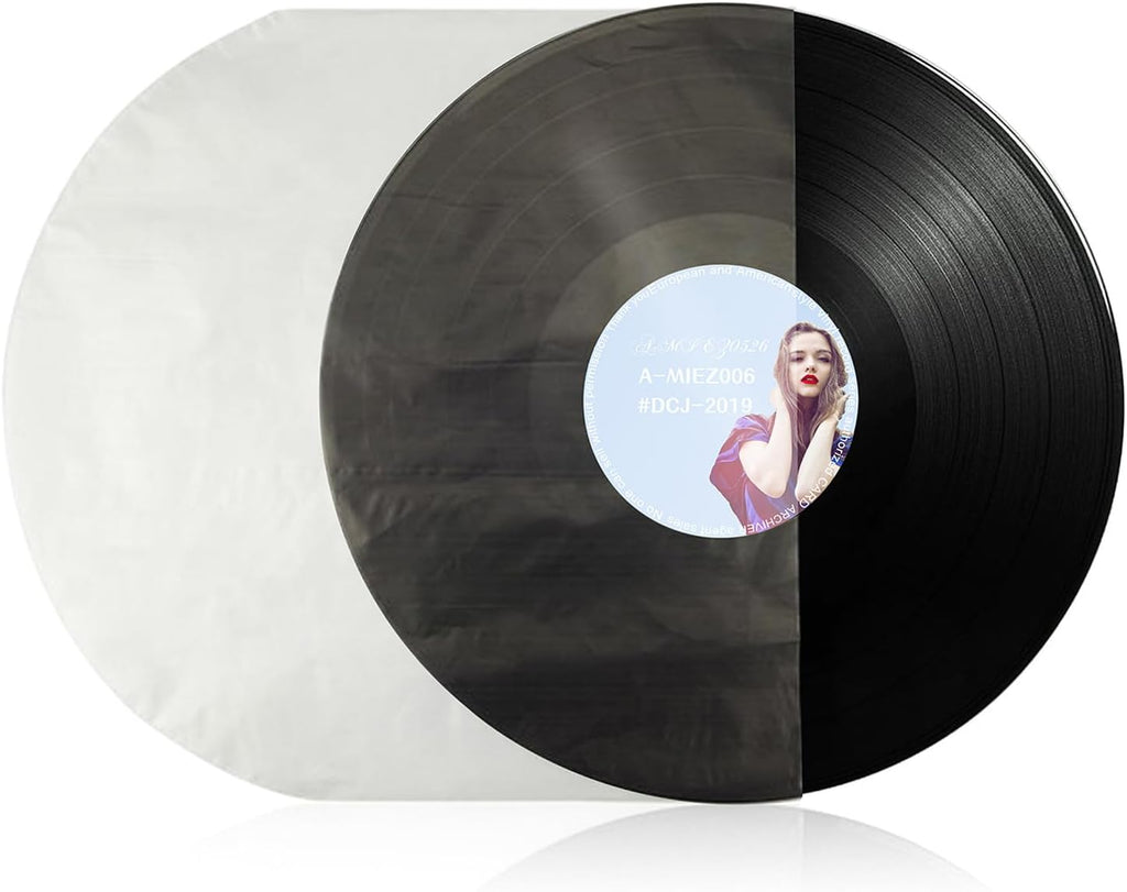 100PCS LP 12 Inch Vinyl Record Inner Sleeves Anti Static Round Bottom Protective Sleeves for Vinyl Record Album Storage(12inch, 100pcs)