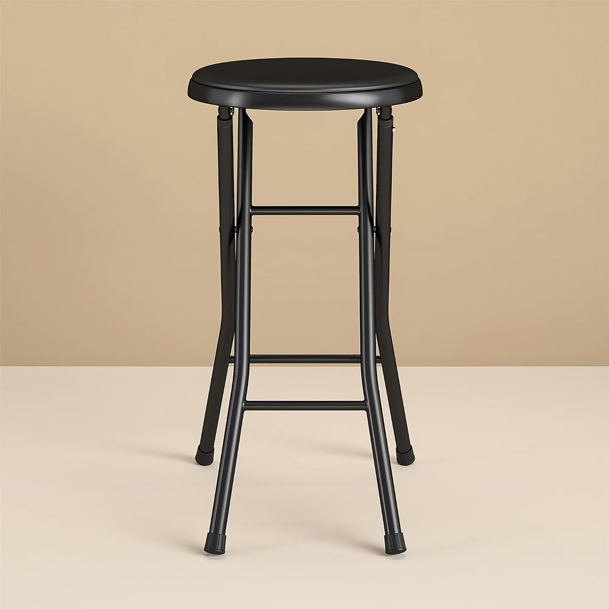 Vinyl Padded Folding Stool, 24 Inch, Black