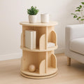 2 Tier Wood Bookshelf Office End Table,Nightstand with Storage Shelf,Rotating Side Table,Circle Nightstands for Bedroom,Modern Sofa Bedside Tables for Living Room,Easy Assembly.