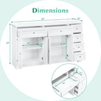 Giantex Large Buffet Cabinet with Storage, 59” Kitchen Cabinet with 4 Doors, 6 Drawers & 2 Adjustable Shelves, Modern Sideboard for Living Room, Coffee Bar, White
