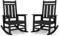 KINGYES Oversized Outdoor Rocking Chair Set of 2, HDPE Patio Rockers, Black | | All-Weather Patio Rocking Chairs for Porch | High Back & Wide Seat for Garden, Lawn