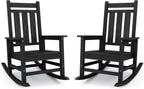 KINGYES Oversized Outdoor Rocking Chair Set of 2, HDPE Patio Rockers, Black | | All-Weather Patio Rocking Chairs for Porch | High Back & Wide Seat for Garden, Lawn