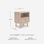 Signature Design by Ashley Birkmore Nightstand Bedside Charging Station with USB Port, Engineered Wood and Decorative Laminate, Youth Bedroom Bedside Table, Tan