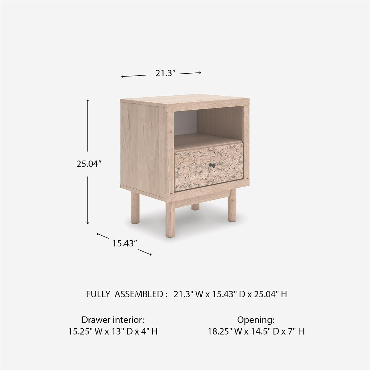 Signature Design by Ashley Birkmore Nightstand Bedside Charging Station with USB Port, Engineered Wood and Decorative Laminate, Youth Bedroom Bedside Table, Tan