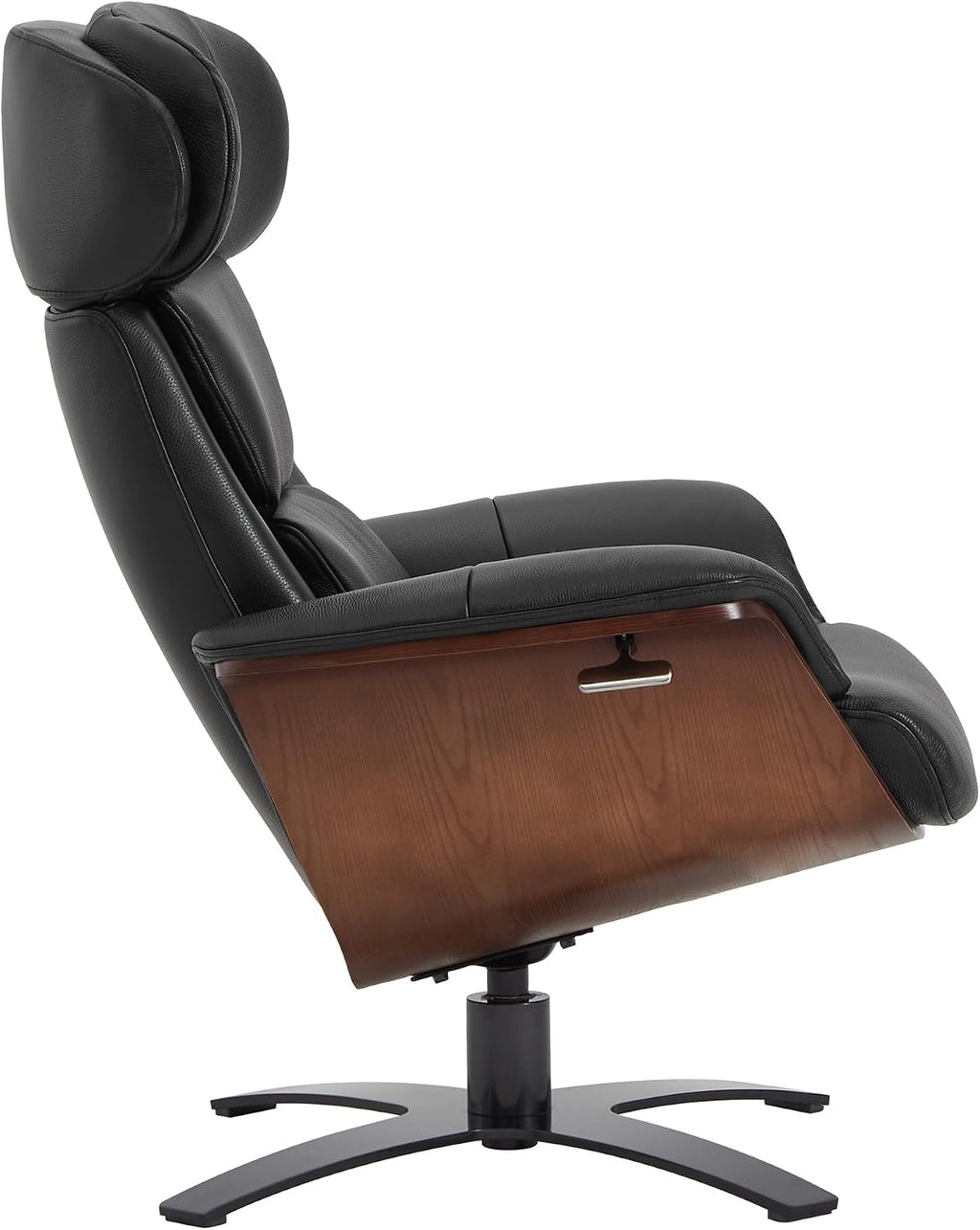 CHITA Genuine Leather Reclining Swivel Accent Chair with Ottoman, Black | Eames Swivel Chair with Adjustable Backrest and Headrest for living Room & Office, 34.3"Dx31.1"Wx39.4"H, 350 Lbs Capacity