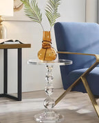 Acrylic End Table Set of 2, 16" x16" x 23" Modern Pedestal Acrylic Side Table, Clear Round Martini Table for Living Room Bedroom Small Spaces