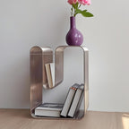 Metal Side Table, Metal End Table with Magazine Rack,Sofa Bedside Table for Small Space, Modern Nightstand with Storage Shelf for Living Room Bedroom(13x13x17inch), Silver
