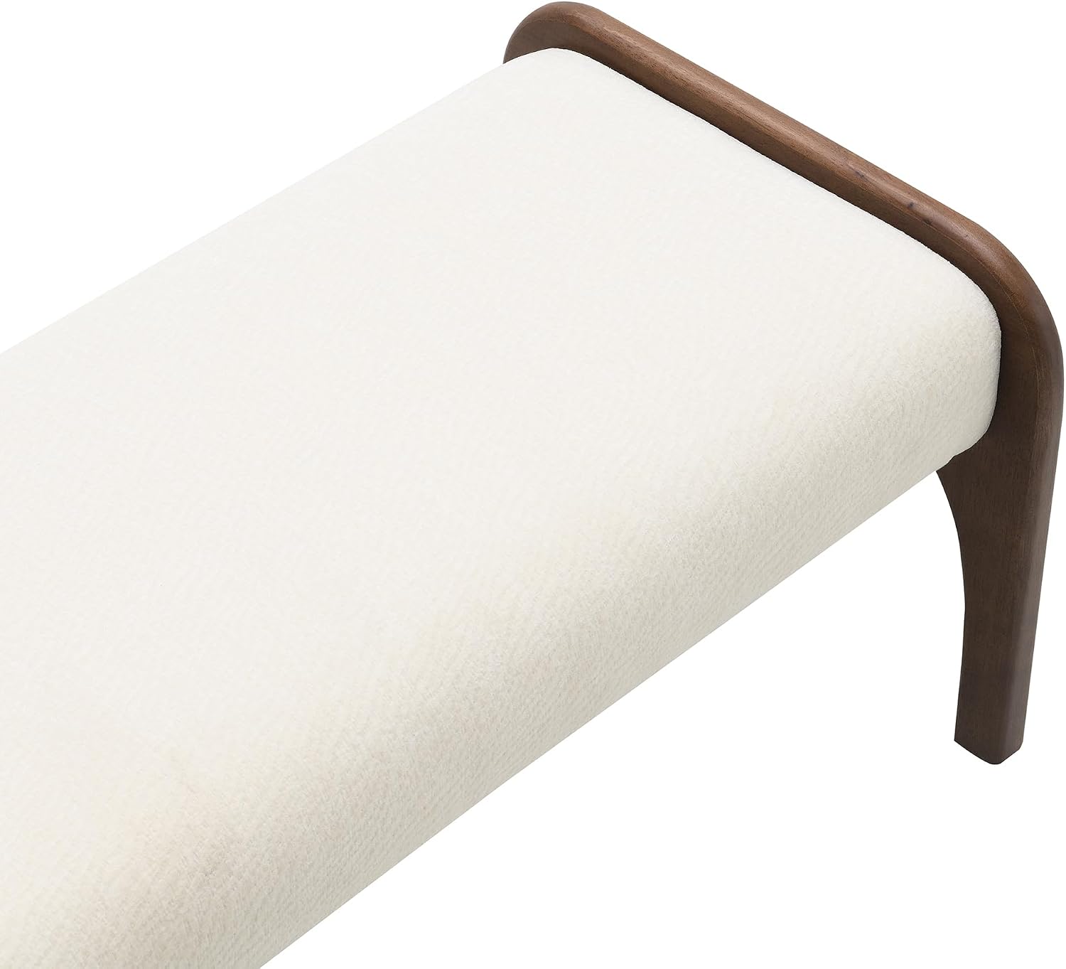 GDFStudio 50.25" Upholstered Long Bench, Modern Chenille Dining Bench with Solid Wood Legs, Padded Entryway Bench Seat for Bedroom End of Bed Kitchen Hallway Living Room, Beige