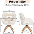 Mid Century Accent Chair No Wheel 360° Swivel Fabric Vanity Chair Wood Legs | Modern Cozy Vanity Chair No Wheel Wood Legs Upholstered Single Armchair for Living Room Bedroom Office Dining Room