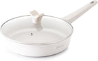 THE ROCK SOHO 9.5-Inch Non Stick Frying Pan with Lid–Nothing Sticks, Never Warps, Lasts Longer, Ceramic Non Toxic Skillet with Heat-Resistant Handle, PTFE PFOA&PFAS Free, Oven & Dishwasher Safe, Cream